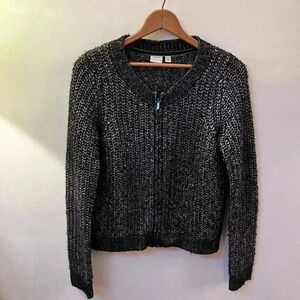 ESPRIT Y2K zip-up metallic chunky knit cardigan